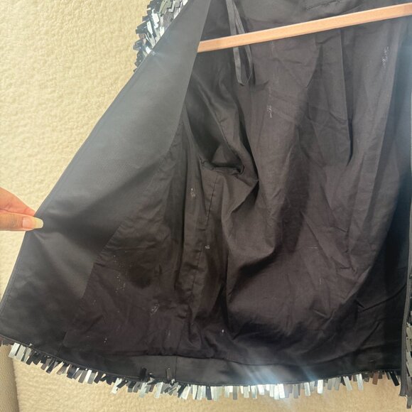 H&M SILVER GREY MIRRORED Square Sequins CABARET  GLITZY Evening Jacket Cardigan - Picture 6 of 10